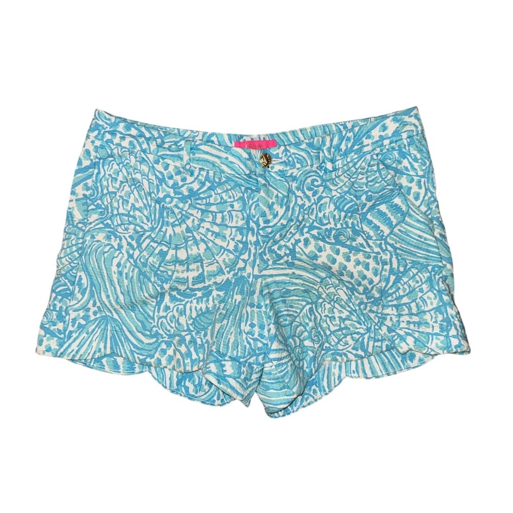 Lilly Pulitzer Callahan Shorts Women 14 
Succulent Blue Shell Scallop Preppy